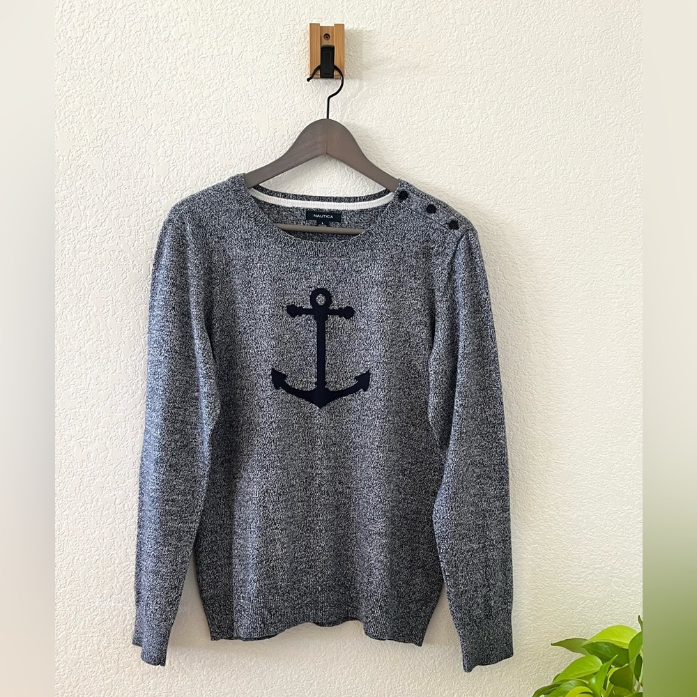 Nautica sweater. Size: L Color: Heather Navy